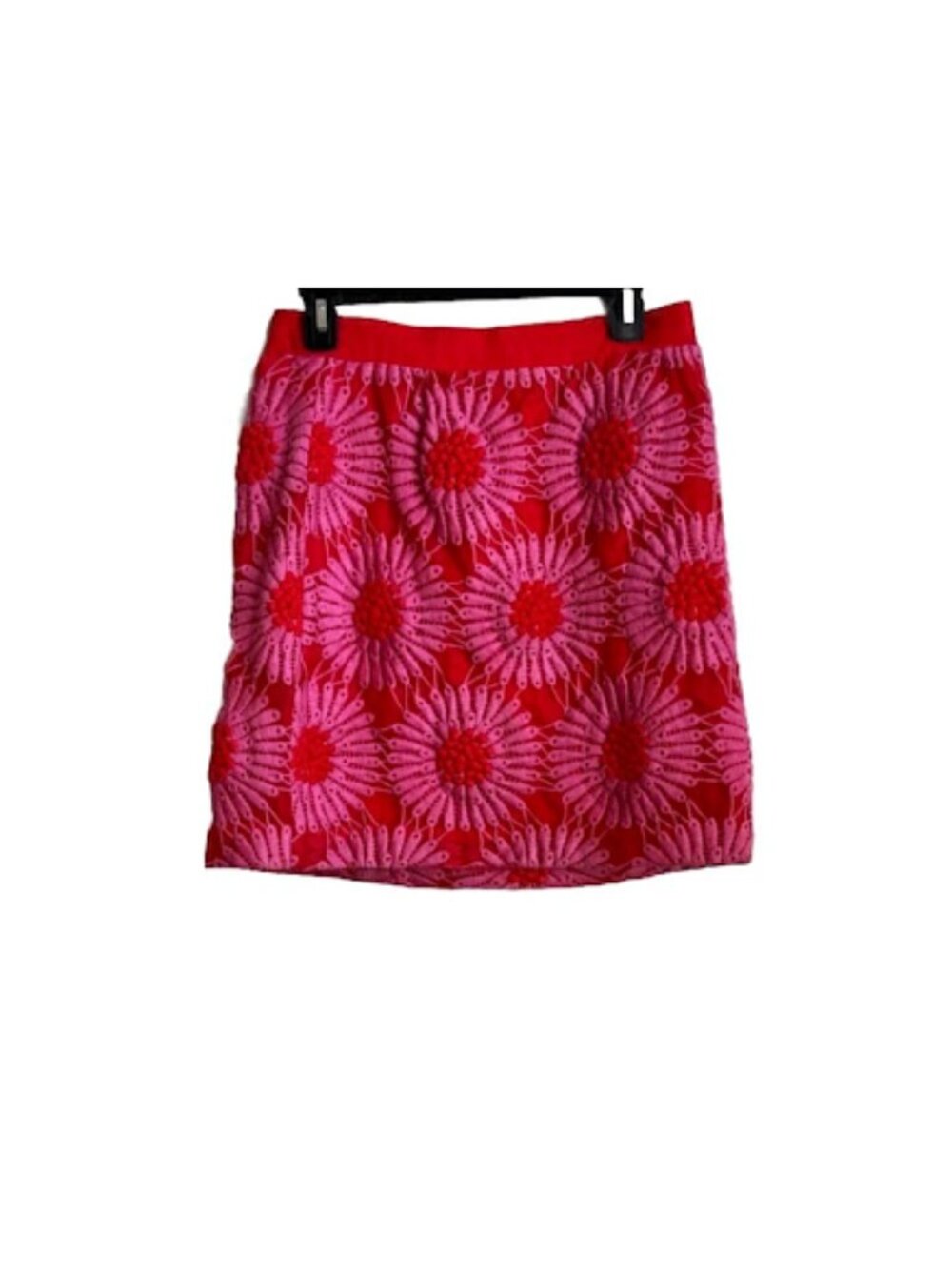 Kate Spade Red Pink Floral Print Skirt Sunburst A Line Mini Cotton Blend Work